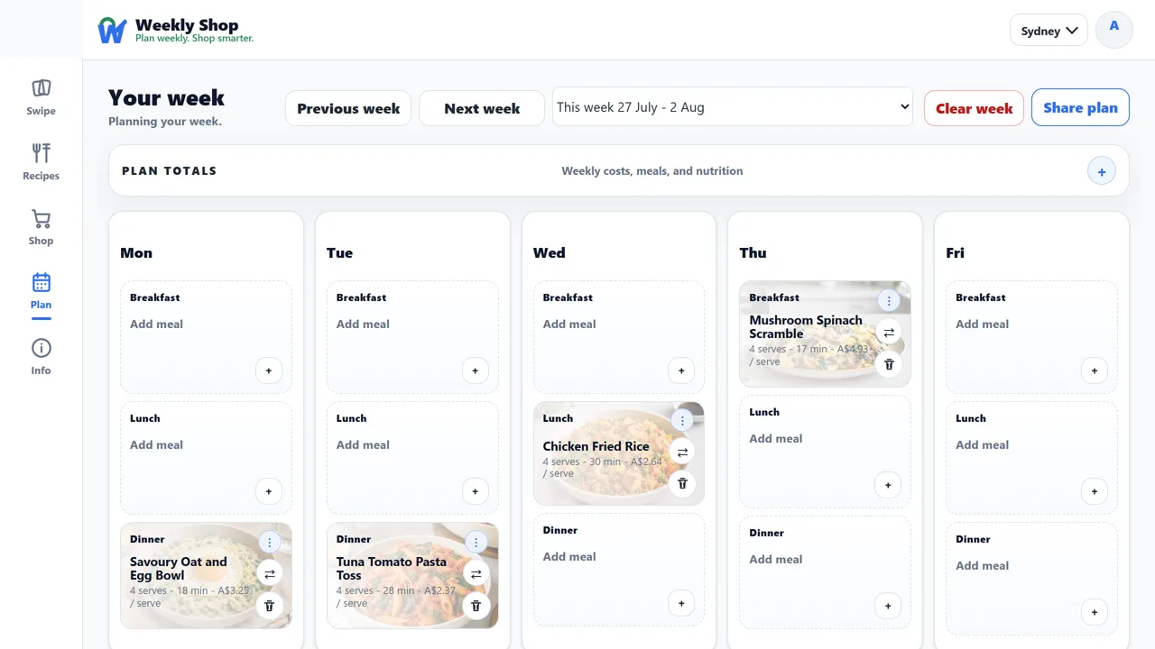 Review your week as a calendar