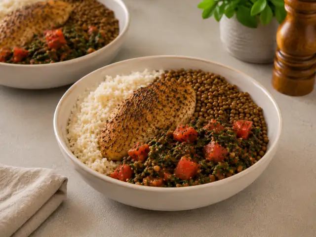 Chicken and Lentil Rice Bowl