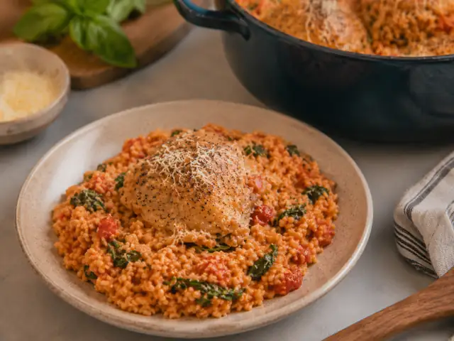Chicken Parmesan Rice Bake