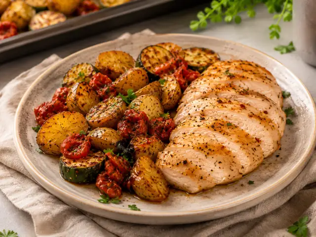 Chicken Zucchini Tray Plate
