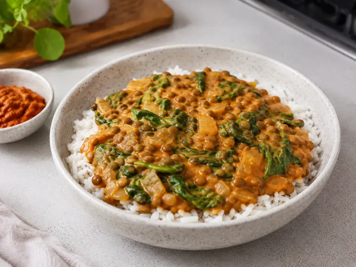 Lentil Coconut Curry Rice Bowl