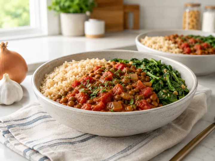 Lentil Tomato Rice Bowl