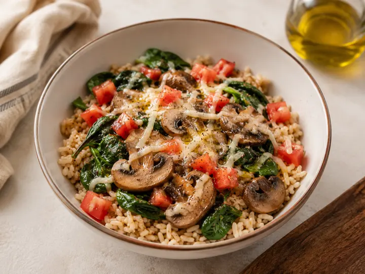 Mushroom Cheese Rice Bowl