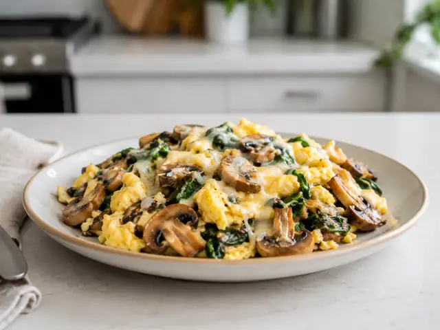 Mushroom Spinach Scramble
