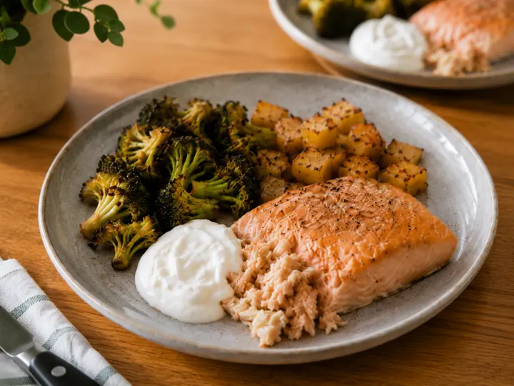 Salmon Broccoli Potato Plate