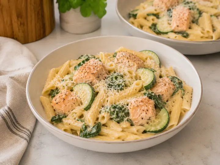 Salmon Pasta Primavera