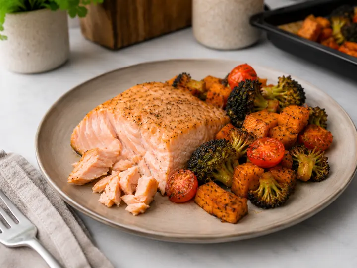 Salmon Sweet Potato Tray Bake