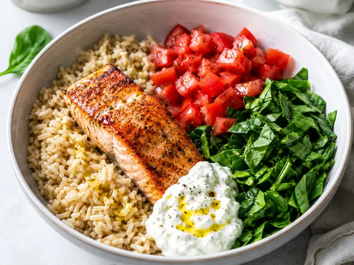 Salmon Tomato Rice Plate