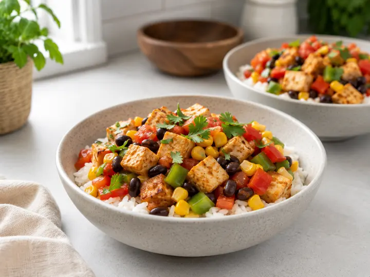 Tofu Black Bean Rice Bowl