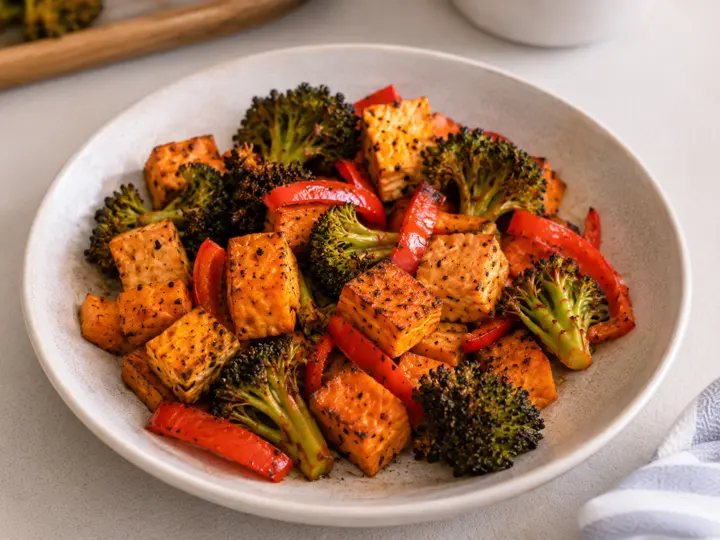 Tofu Sweet Potato Tray Bake